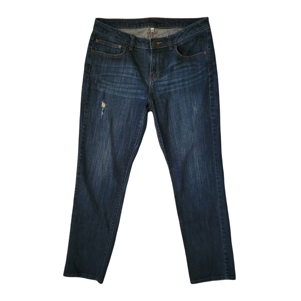 Jennifer Lopez Womens Mid Rise Straight Leg Denim Jeans Loose Fit Blue Size 2